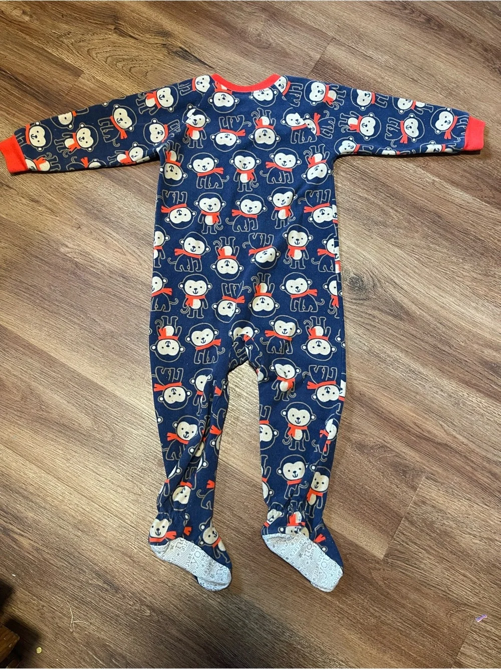 Carter's Navy Monkey Print Footed Pajamas